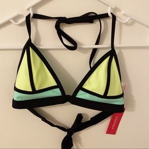 Xhilaration Blue and Yellow Triangle bikini top